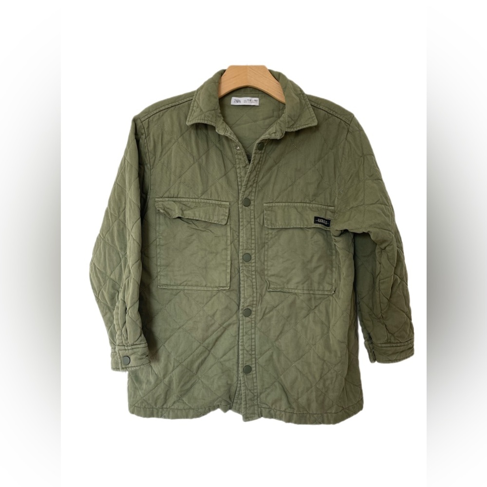 Unisex (boys) Zara Quilted Button Up Overshirt Jacket
